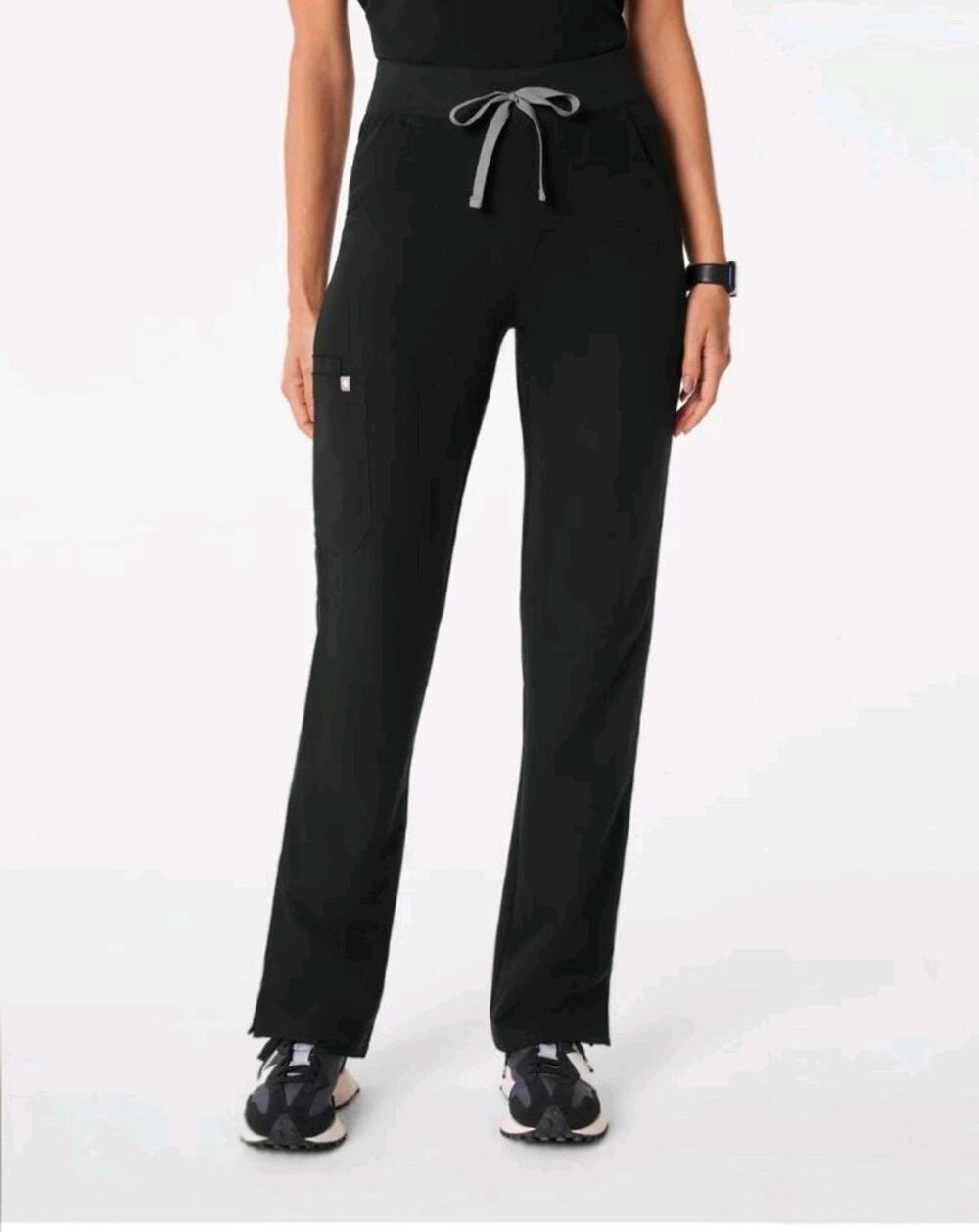Figs Women's High-Waisted Yola Straight Leg Black Scrub Pants Size XL